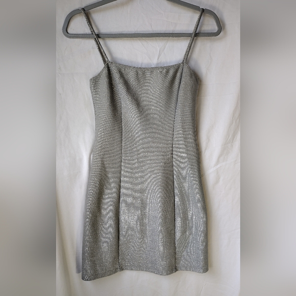 REFORMATION Square Neckline Silver Mini Dress Size Small - Picture 2 of 9